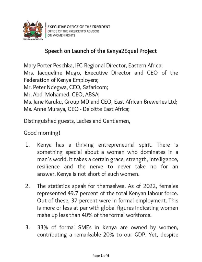 thumbnail of IFC Kenya2Equal Project Launch – Hon. Harriette Chiggai