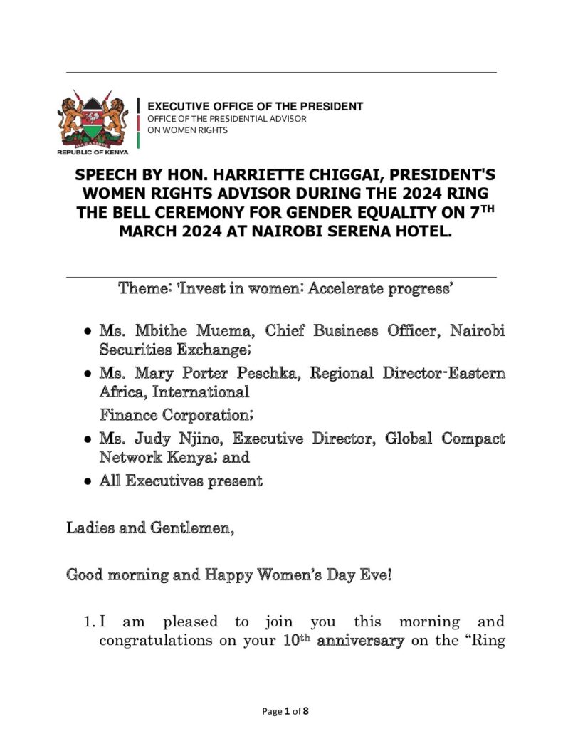 thumbnail of IFC Ringing The Bell IWD Commemoration Speech – Hon. Harriette Chiggai 07032024